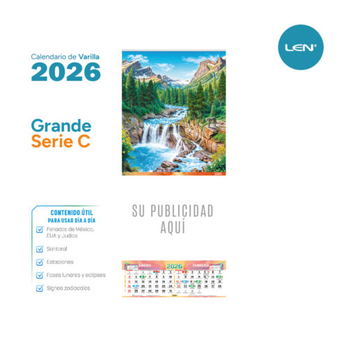 Calendario Grande LEN Serie C 39.9x78.6 cm Personalizado Diseño Gratis