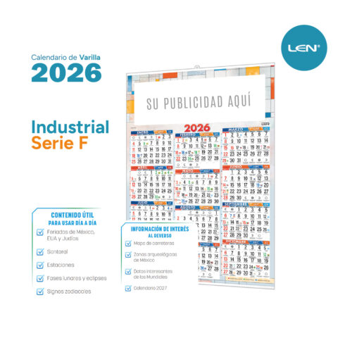 Calendario Industrial LEN Serie F 46x66 cm Personalizado Diseño Gratis