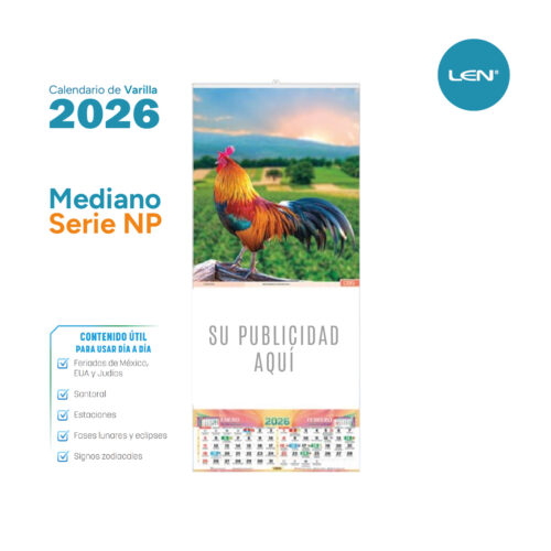 Calendario Mediano LEN Serie NP 31x70 cm Personalizado Diseño Gratis
