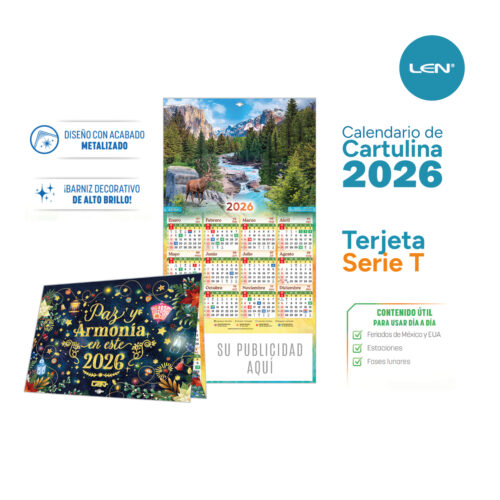 Calendario Tarjeta LEN Serie T 23x43 cm Personalizado Diseño Gratis