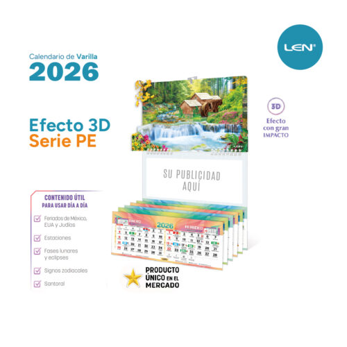 Calendario LEN Serie PE 24.6x37.8 cm Personalizado Diseño Gratis